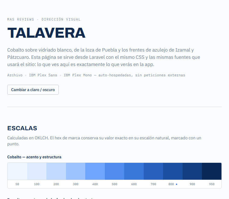 Guía de estilo viva: dirección visual Talavera en OKLCH