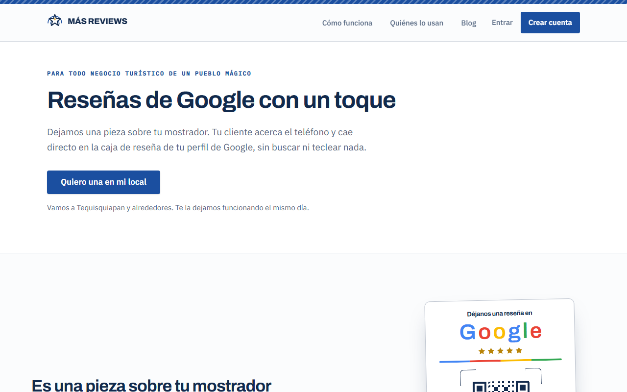 Portada: reseñas de Google con un toque