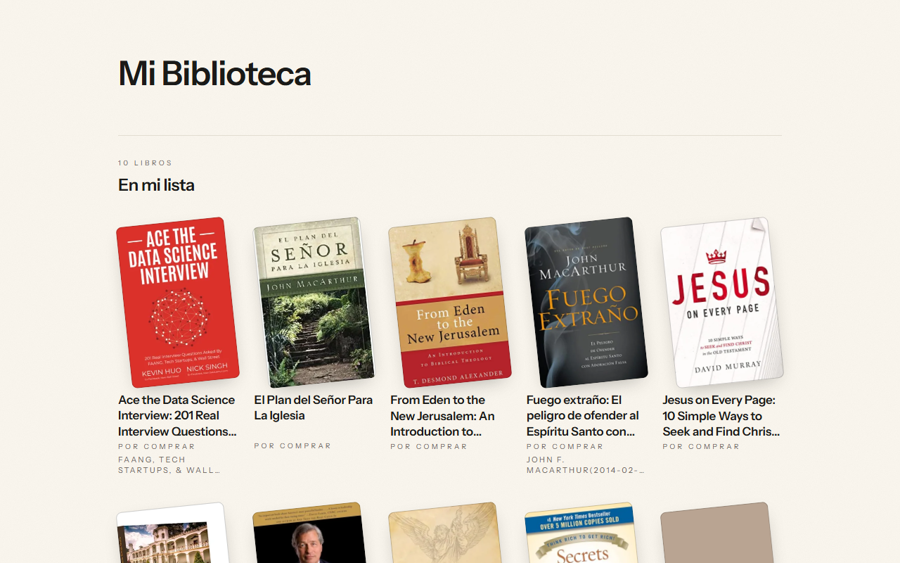 Vitrina pública: catálogo de libros por comprar