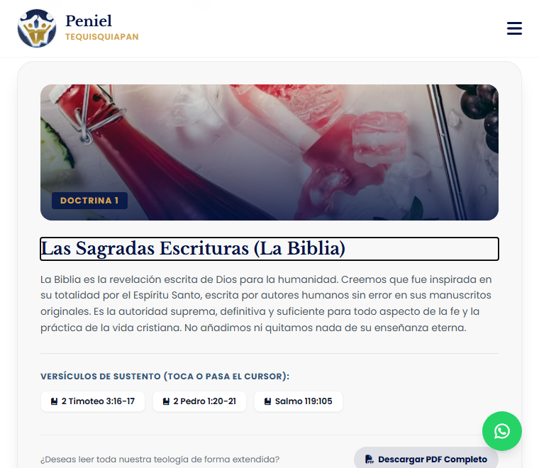 Credo doctrinal con versículos de sustento y descarga en PDF