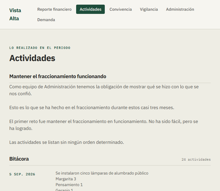 Bitácora de actividades realizadas por la Mesa Directiva